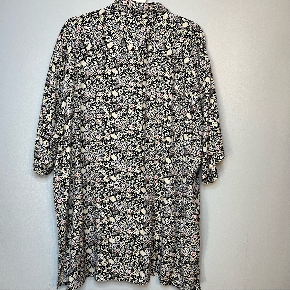 Bobby Chan Men's Size L Silk Bamboo Floral Short Blouse Black Yellow Lightweight - Picture 11 of 11